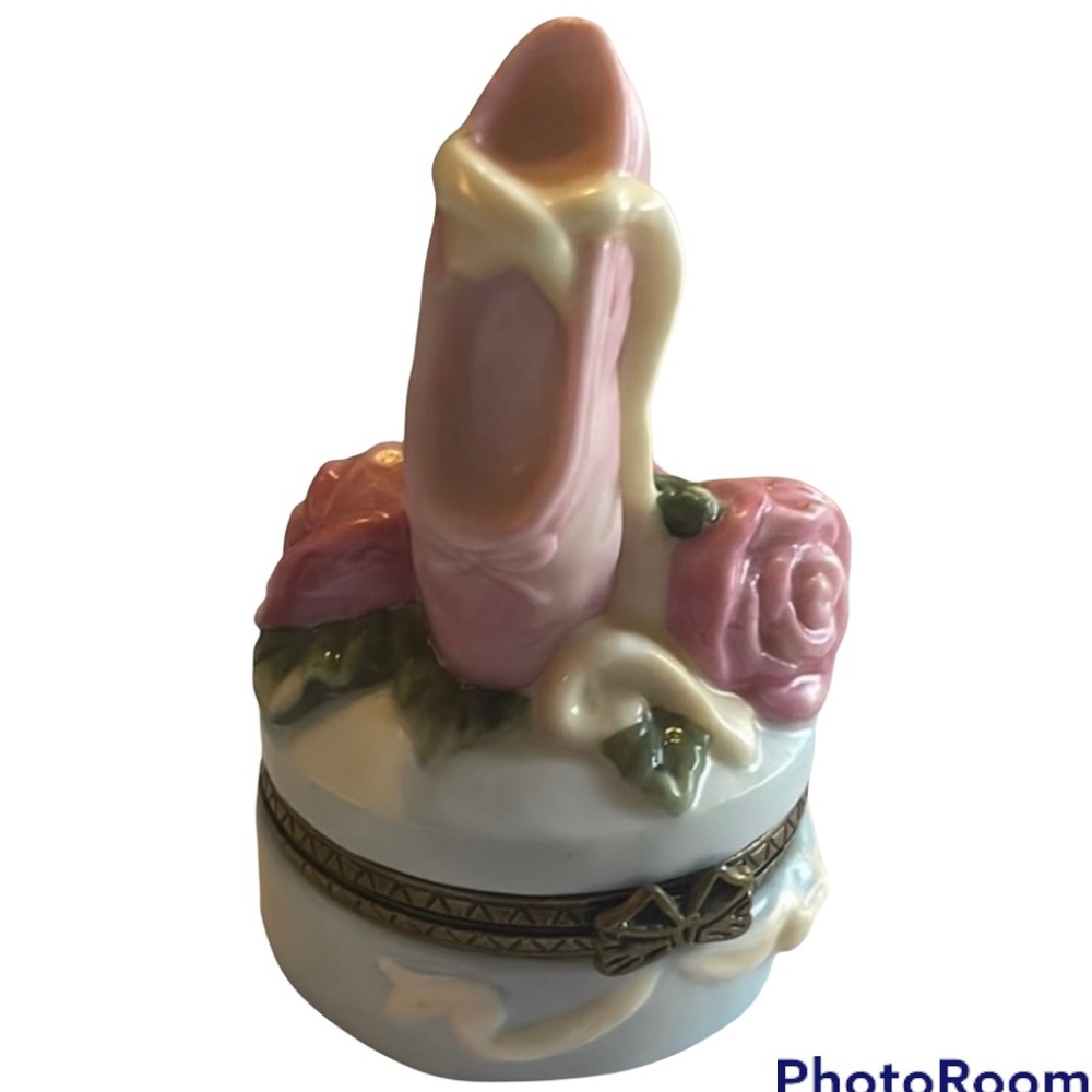 Pink Ballerina Slipper Porcelain Trinket Box